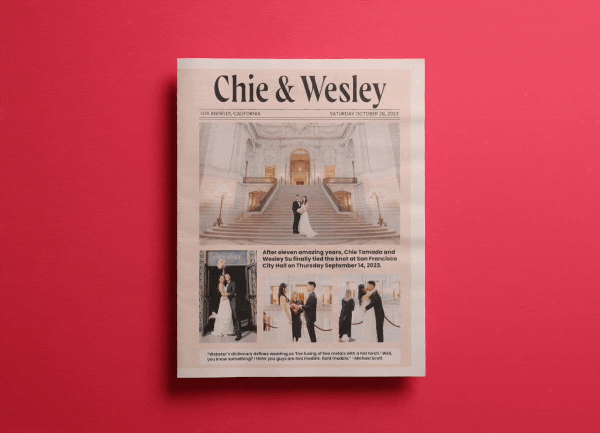 Chie Tamada Wedding Newspaper by Newspaper Club