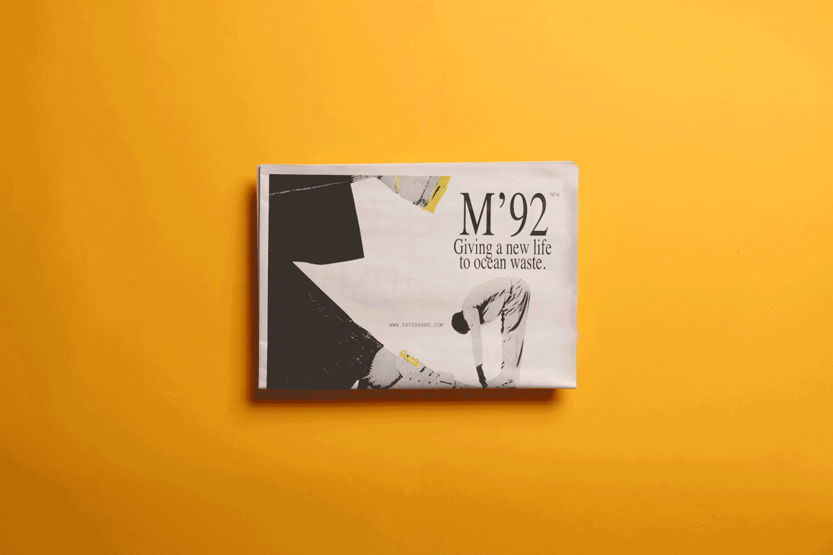 Broadsheet newspaper for vegan sneak brand SAYE. Printed by Newspsaper Club.