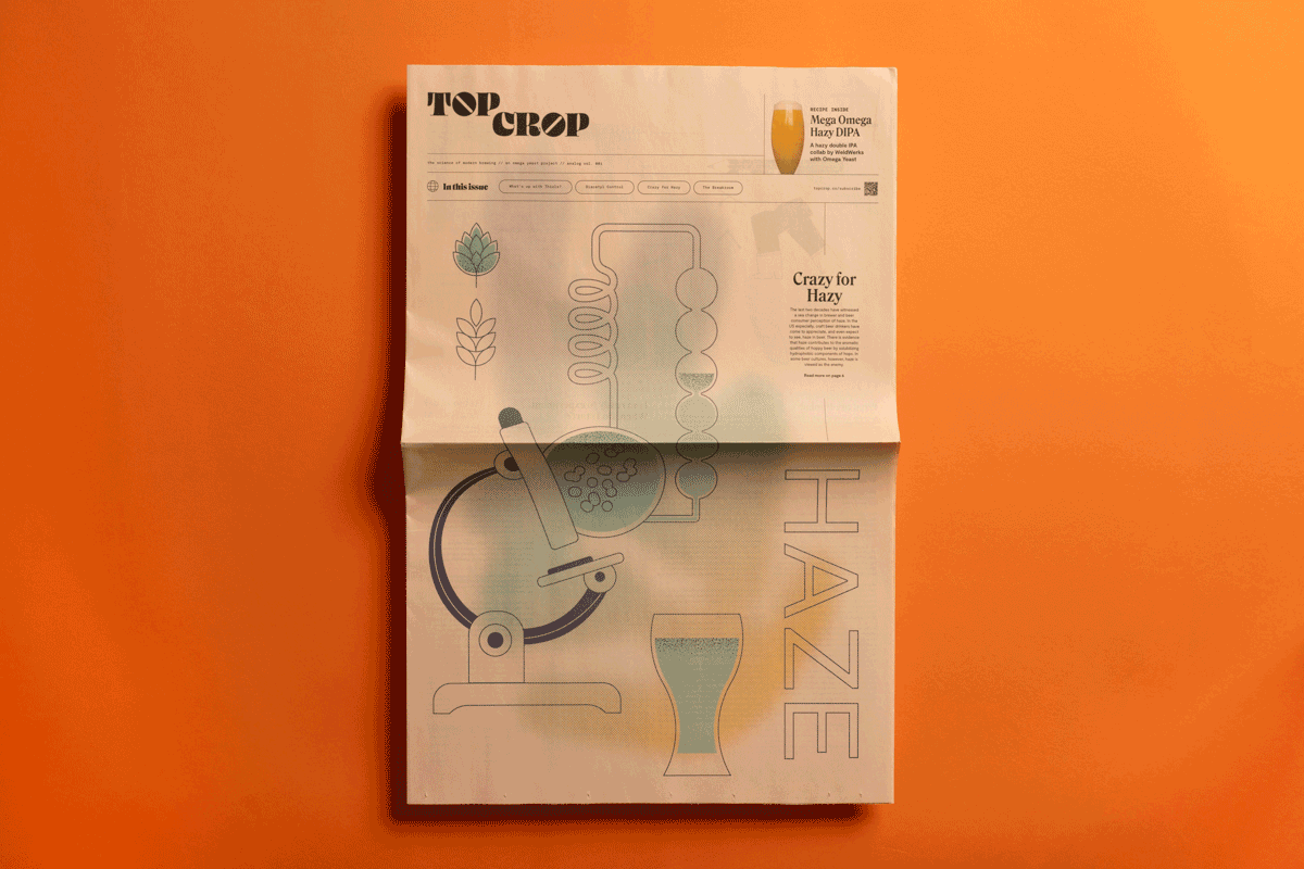 Top Crop craft brewing newspaper from Omega Yeast. Printed by Newspaper Club.