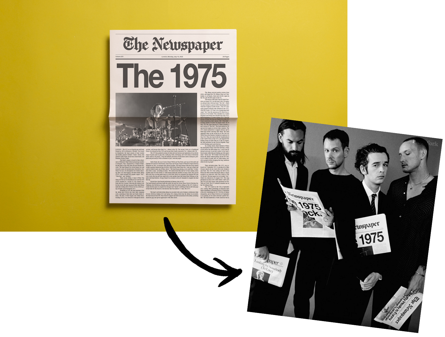 1975 Matt Healy newspaper photoshoot for Pitchfork. Printed by Newspaper Club.