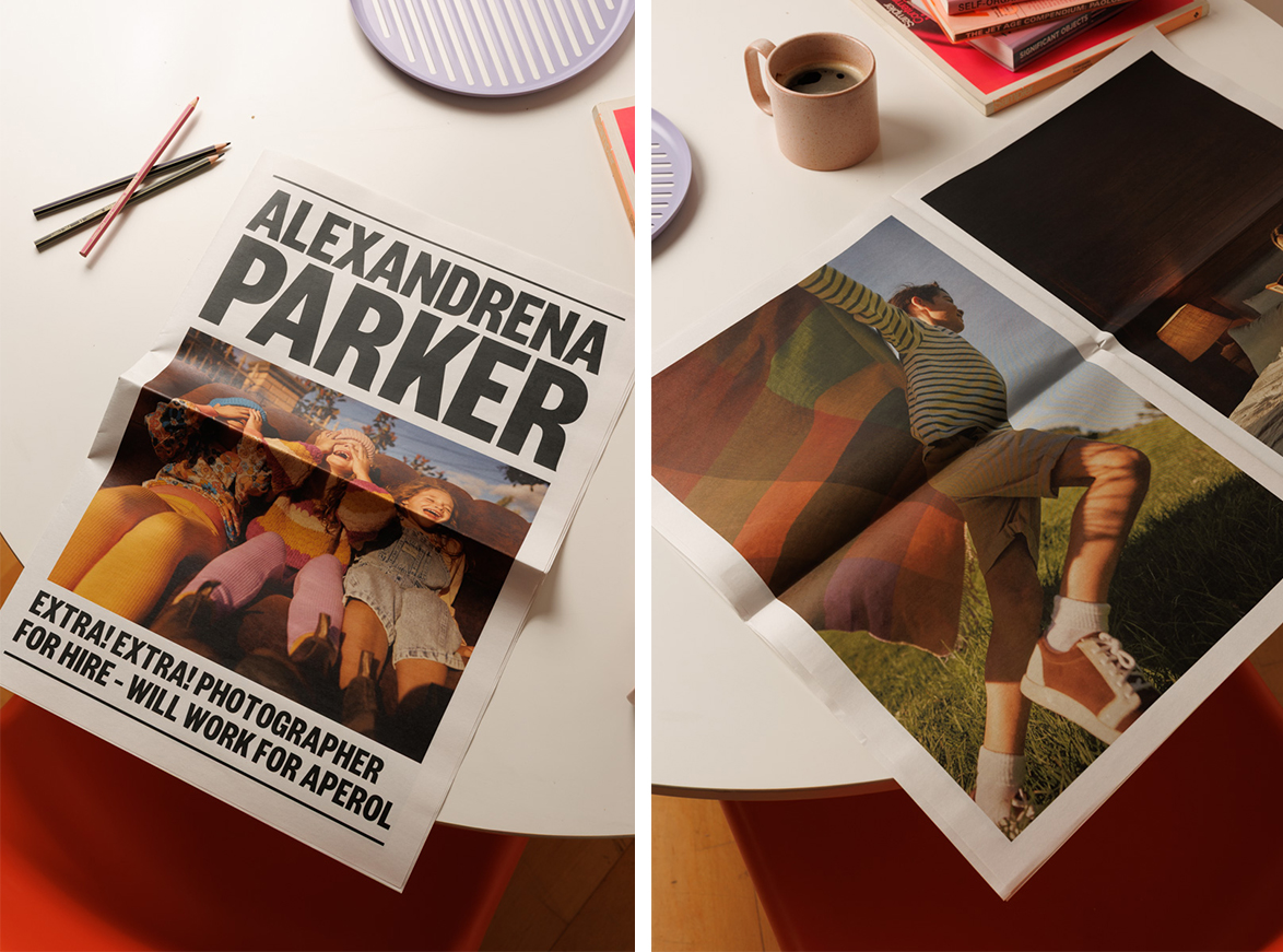 Cover of broadsheet newspaper with text Alexandrena Parker and photo of children laughing