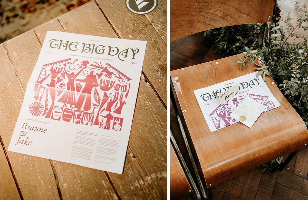 Big Day wedding newspaper by Jake Hollings