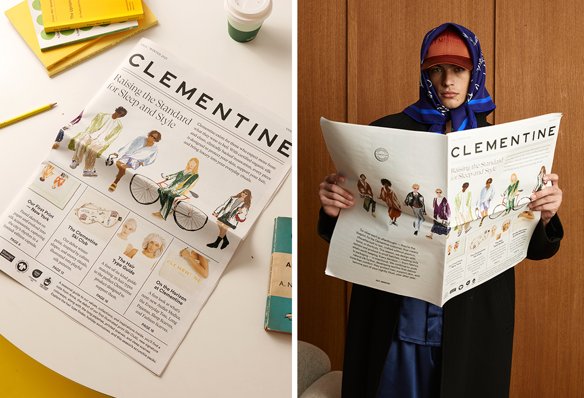 Cover of Clementine sleepwear brand broadsheet
