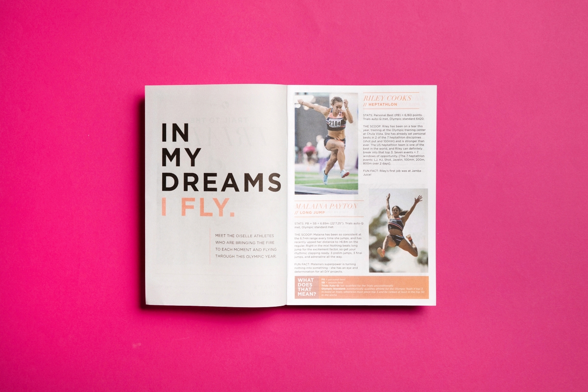 Oiselle Olympic Trials zine printed by Newspaper Club.