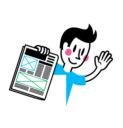 Boy showing a newspaper