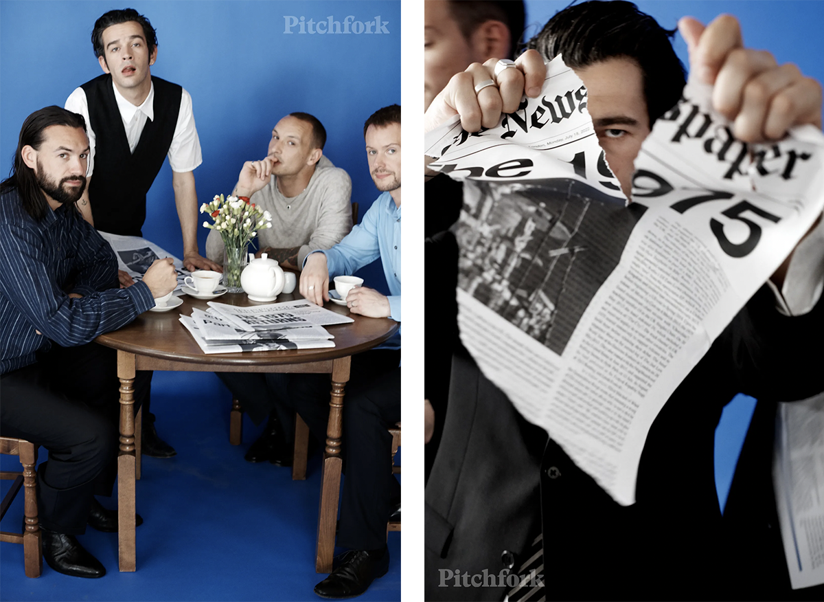 1975 Matt Healy newspaper photoshoot for Pitchfork. Printed by Newspaper Club.